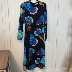Aritzia Babaton | Multicolor Floral Long Sleeve Maxi Dress -button up back - 0